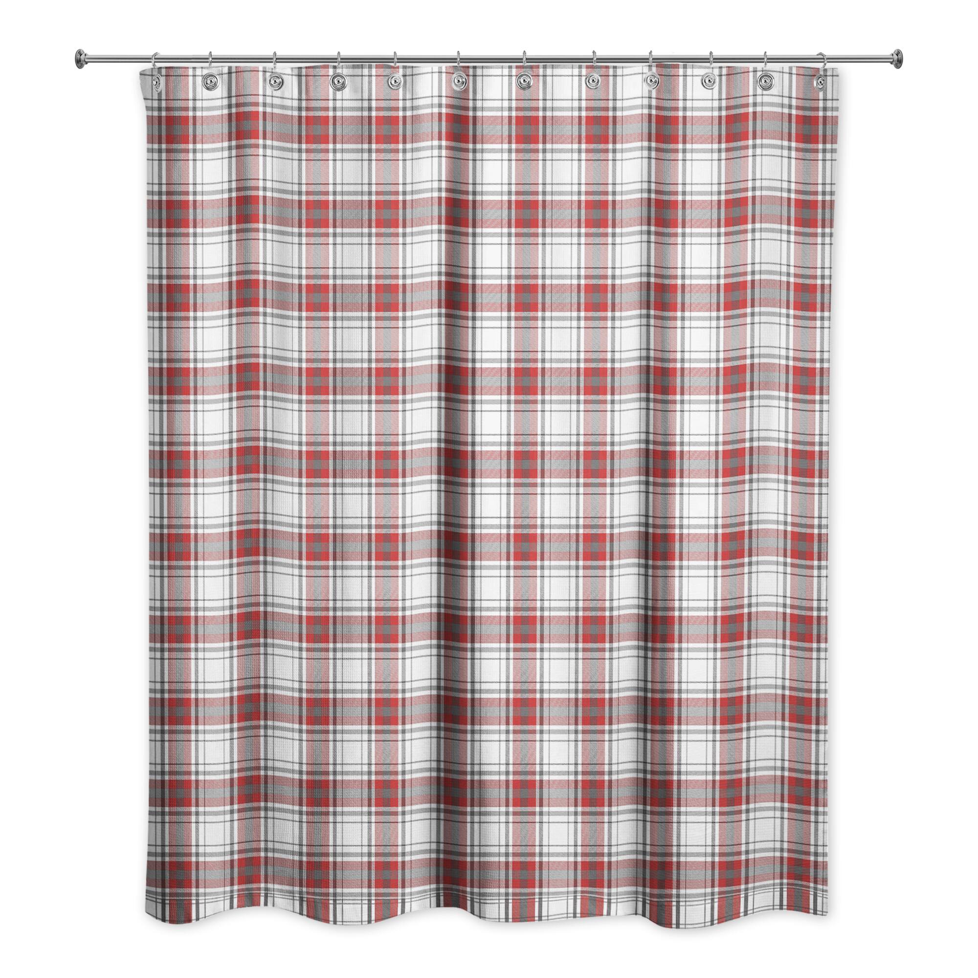 Red & Gray Plaid Shower Curtain